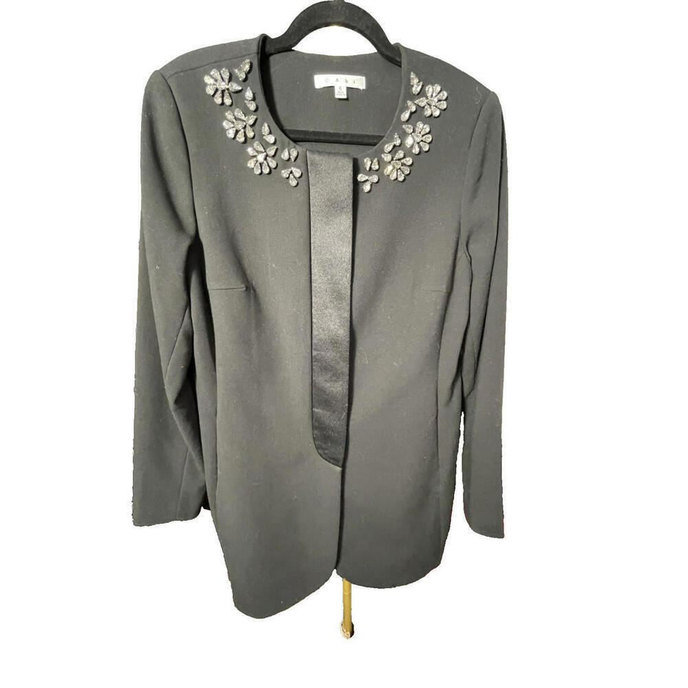 CAbi 135 Women’s 6 Symphony Coat Black Rhinestone Beaded Evening Jacket/Blazer
